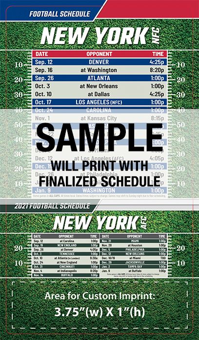 ReaMark Products: New York (NFC/AFC) Full Magnet Football Schedule